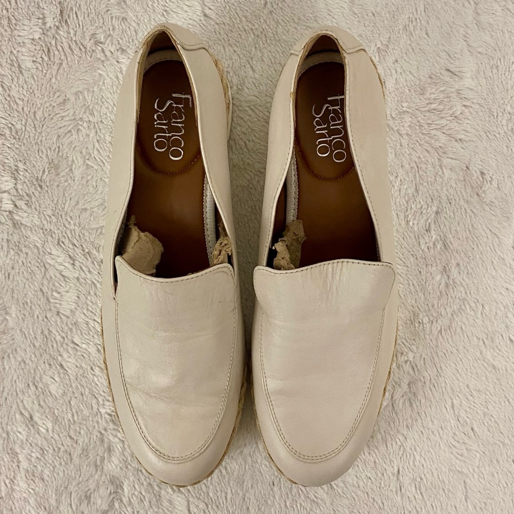 Franco Sarto Beige Leather Slip-On Loafers - Picture 6 of 10